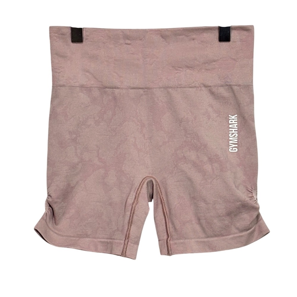 Gymshark Adapt Camo Seamless Shorts Pink Mauve High Waisted Ruched Athletic XS